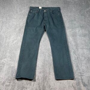 NWT Levi's Jeans 501 Fit Men's 36x32 Button Fly Garment Dyed Green Teal Lived-In